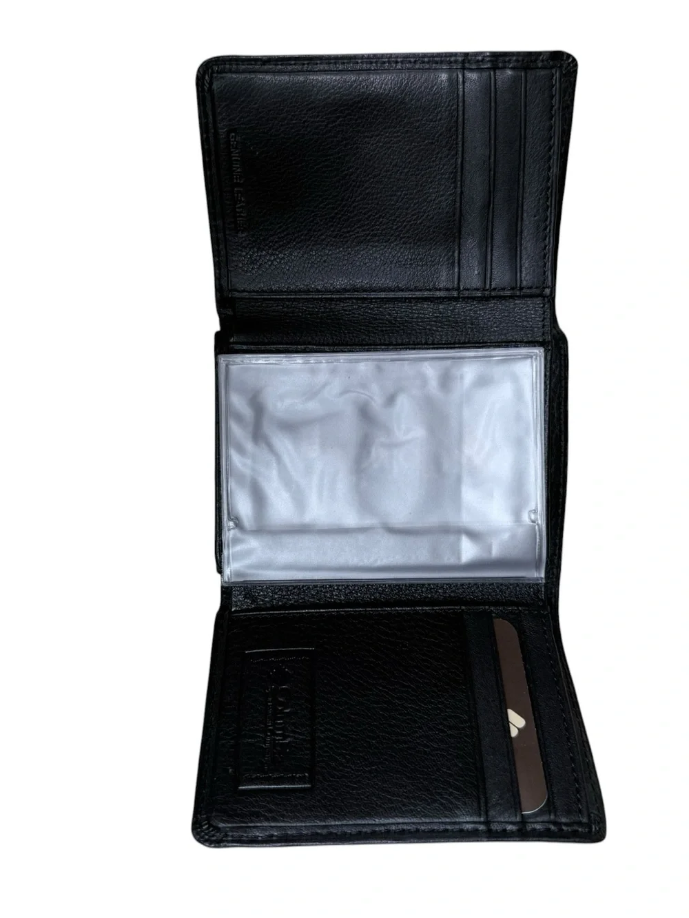 New Columbia Black Leather Trifold Wallet